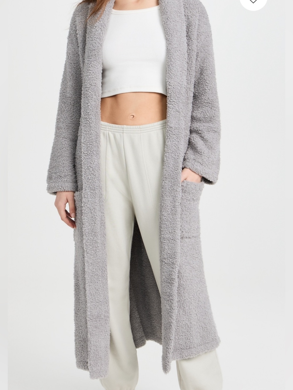 Barefoot Dreams Long Plush Robe in Light Grey